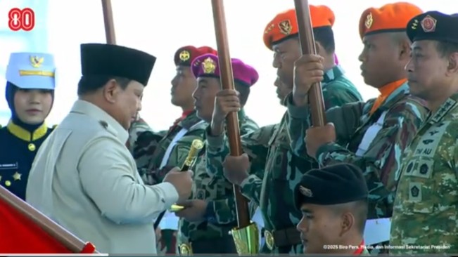 Presiden Prabowo Subianto lantik pasukan elite TNI. [YouTube/@Sekretariat Presiden]
